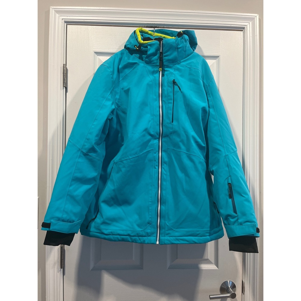 Killtec Women Turquoise Blue Waterproof Hooded Ski Snowboard Jacket Neon Yellow